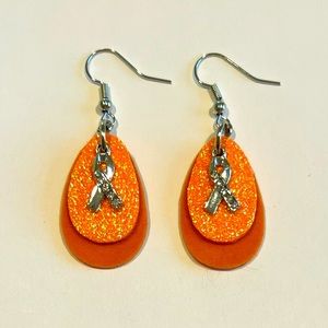 Orange glitter Awareness Earrings